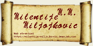 Milentije Miljojković vizit kartica